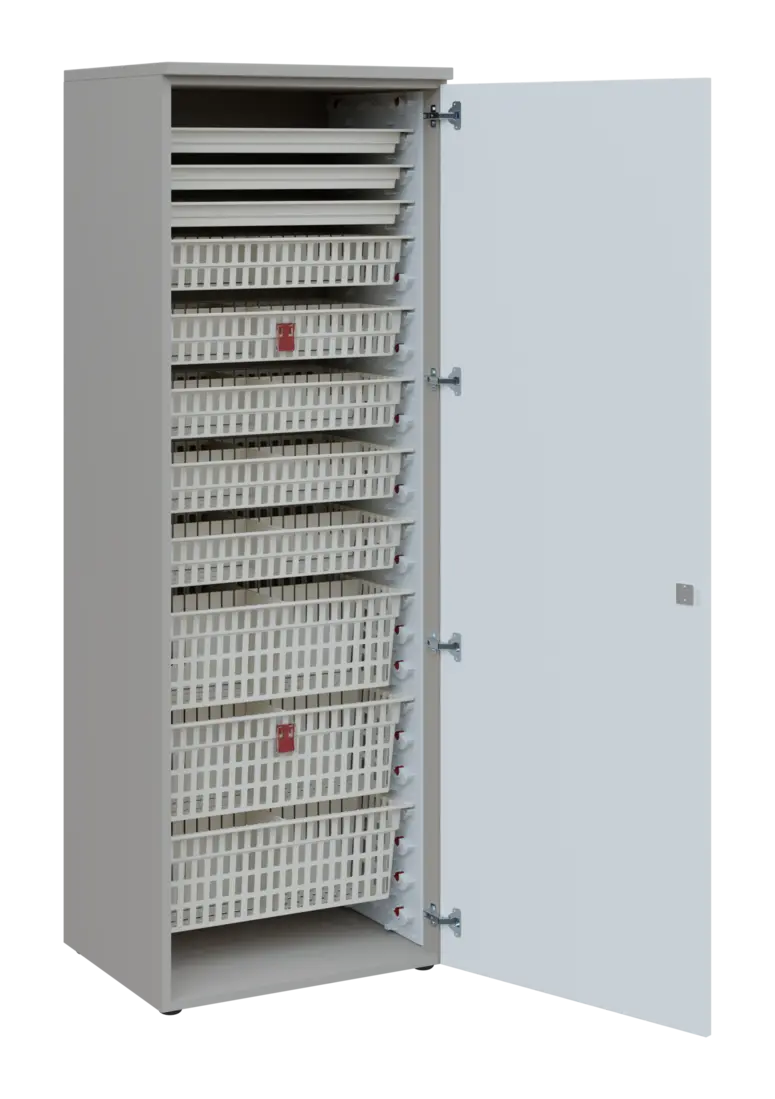 EUROMEDICA D - 66 ABS skříň léková boxová, 1-dveřová, pravá, 1950x660x535, korpus šedý, dvířka bílá